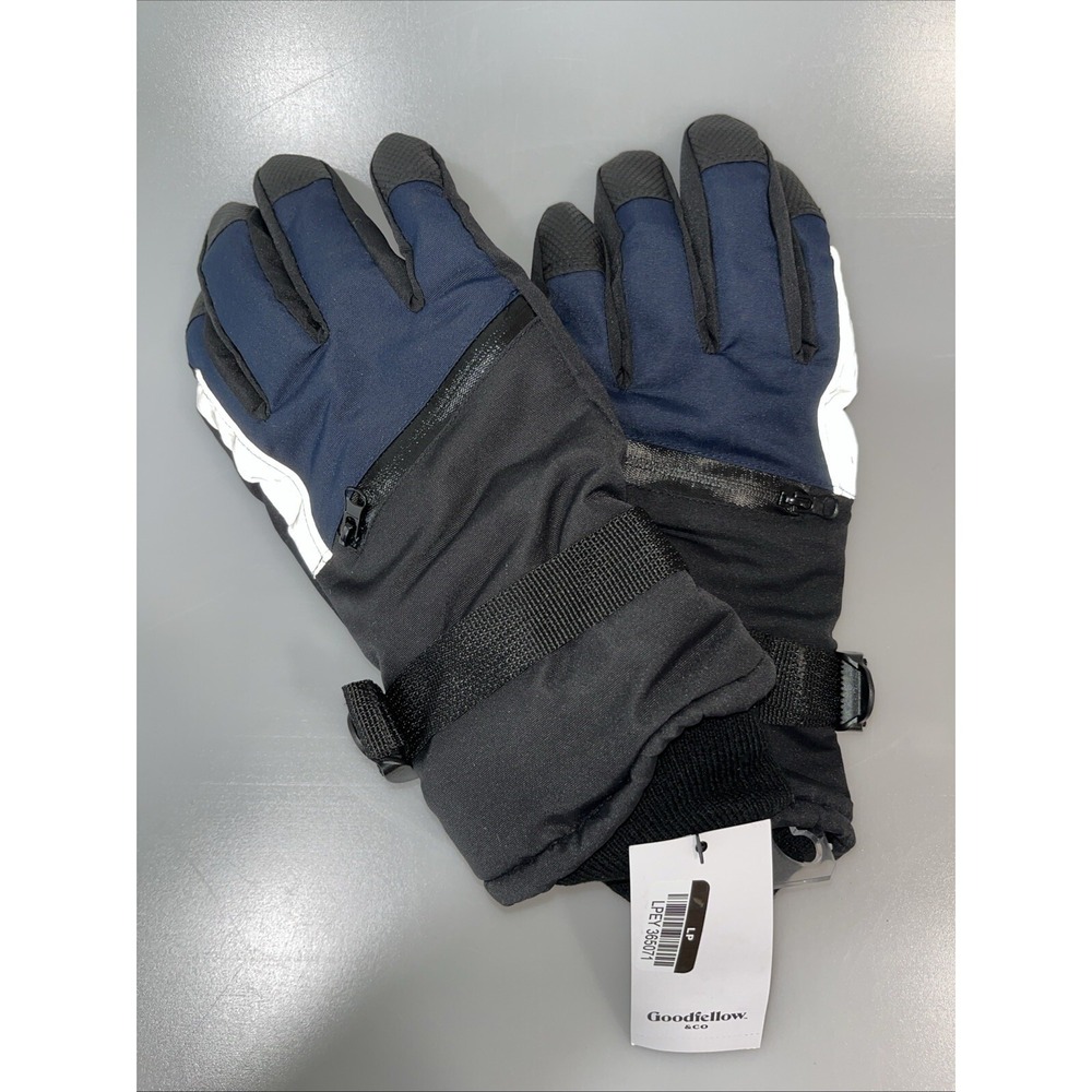Goodfellow Men's M/L Black & Blue Heavyweight Zipper Pocket Cold Weather Gloves